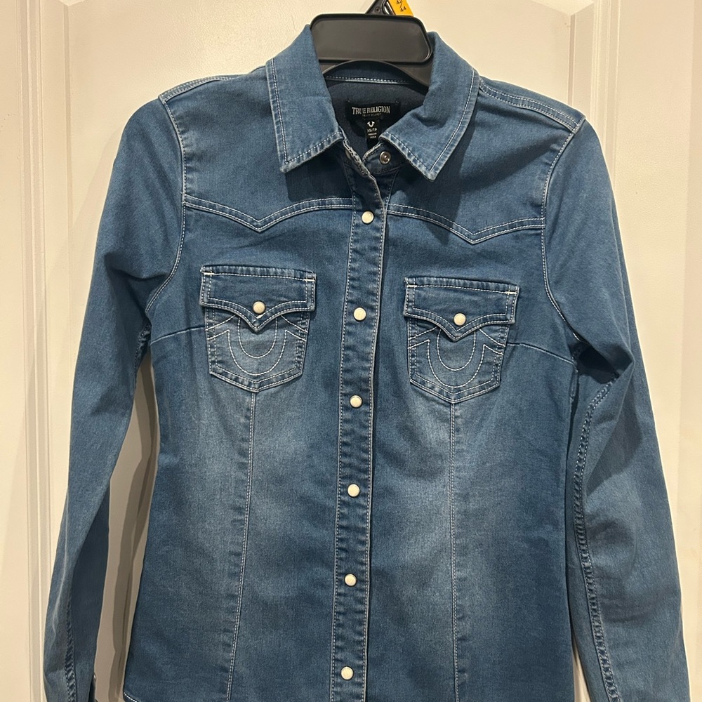 True Religion Blue Button Down Shirt